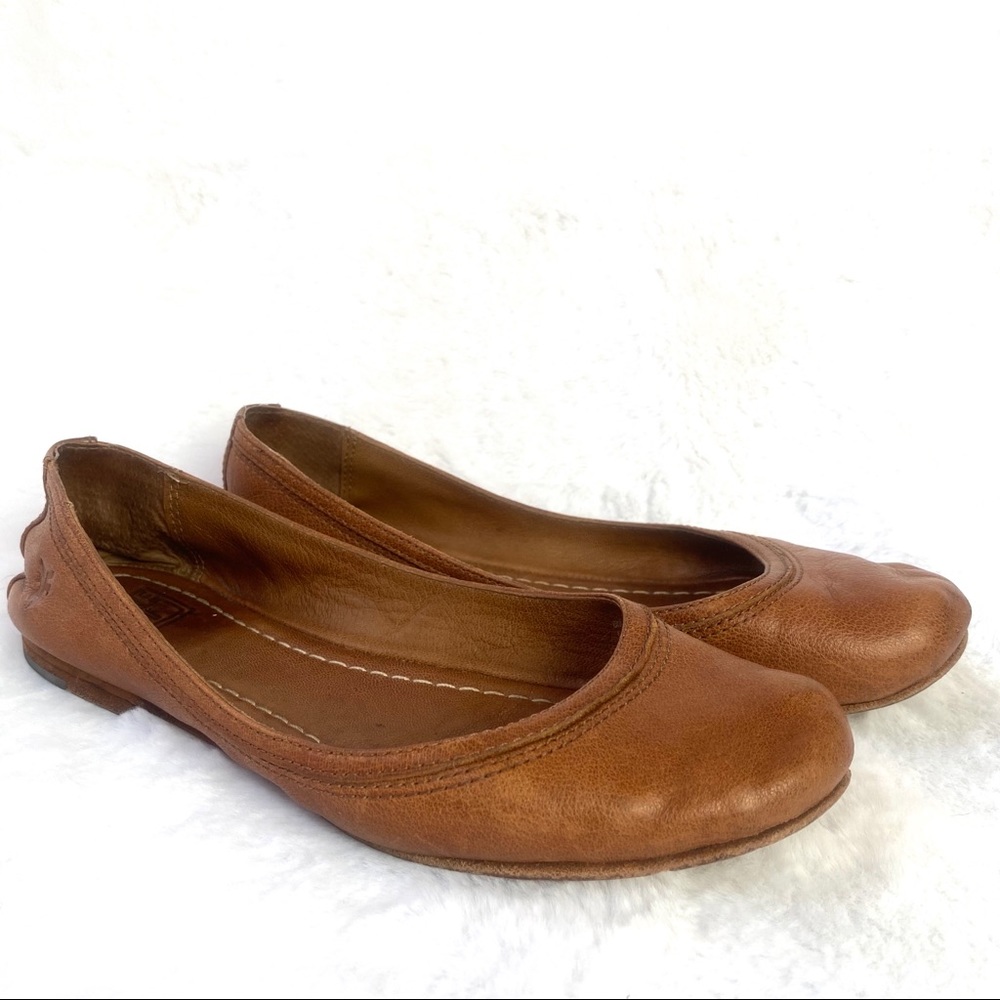 Frye Carlson Ballet Flat Chestnut Brown Leather - Picture 2 of 10